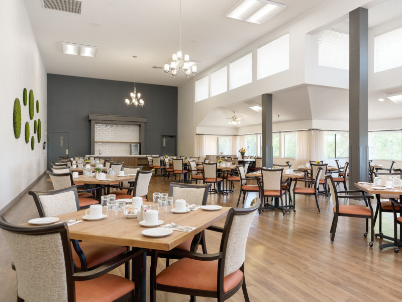 Modern dining area at a Holiday Senior Living community